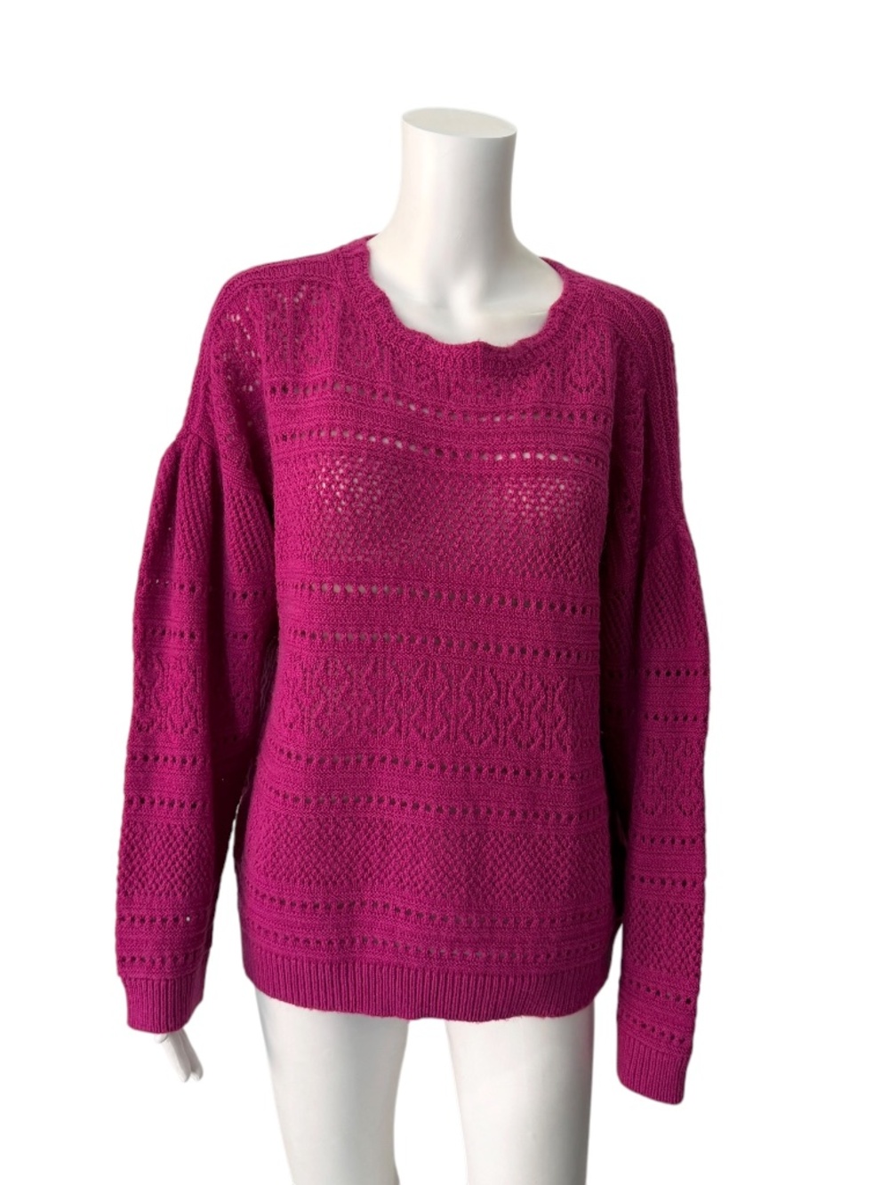 $245 Twinset Magenta Open Knit Sweater Size Small